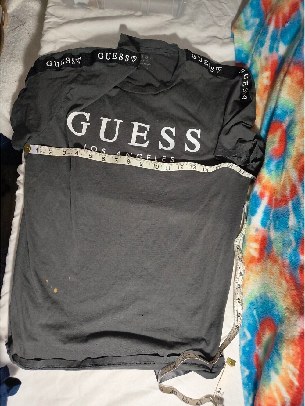 Guess Los Angeles Black T-Shirt with Logo Tape on Sleeves - Picture 11 of 14